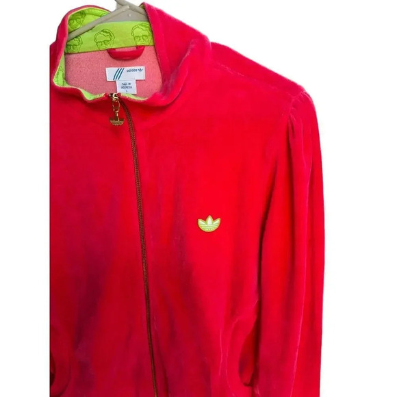 Adidas Women's Pink Velour Velvet Track Super Soft Jacket & Trouser Set Size L - Picture 12 of 15